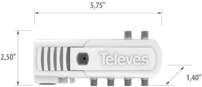 Televes 552380 Indoor Distribution Amplifier – 5 Outputs, Adjustable Gain Control, Full Band VHF/UHF, Built-in LTE Filtering, Low Power Consumption