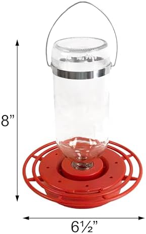 Best 1 Hummingbird Feeder with 8 Nectar Ports, Hummingbird Nectar Feeder, 16 oz Capacity, Red, Clear