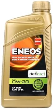 ENEOS 0W-20 Fully Synthetic Motor Oil, API SQ, dexos1 Gen3, 1 Qt