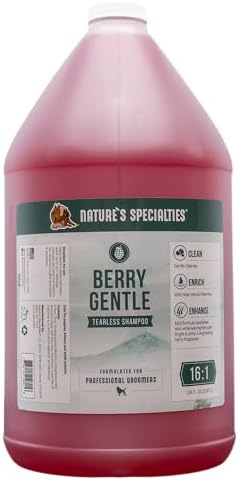 Nature's Specialties Berry Gentle Ultra Concentrated Face and Body Wash for Pets, Makes up to 16 Gallons, Natural Choice for Professional Groomers, Gently Cleanse The Skin and Coat, Made in USA, 1 gal