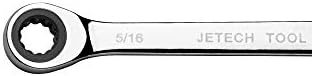 Jetech 5/16" x 11/32" Double Box End Ratcheting Wrench, SAE 72-Tooth Ratcheting Wrench, Forged Cr-V Steel, Heavy Duty for Automotive & Repairs