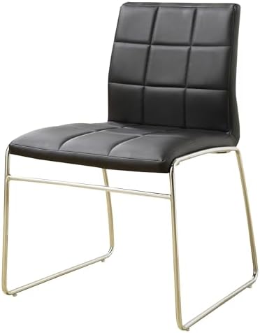 Furniture of America Poipen Faux Leather Dining Chairs in Black (Set of 2)