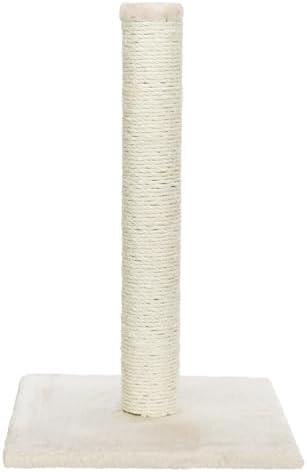 Trixie Parla Cat Scratching Post 24.4 Inch - Cat Scratcher with Soft Fabric Covering Base and Durable Natural Jute Rope - Beige