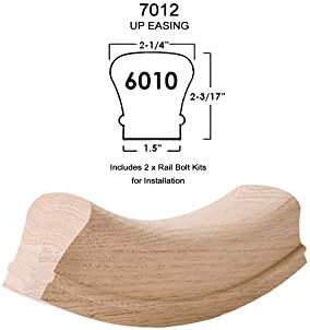Red Oak 6010-8E 2-1/4 inch Width x 2-3/8 inch Tall Traditional Style Straight Wood Handrail for Stair Remodeling 8 feet Long