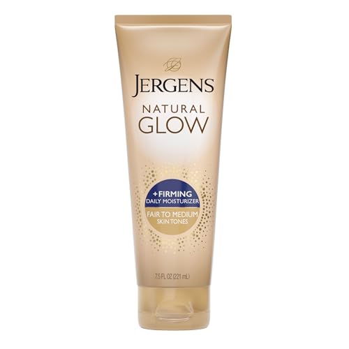 Jergens Natural Glow +Firming Self Tanner Body Lotion, Fair to Medium Skin Tone, Sunless Tanning Moisturizer with Collagen and Elastin. Helps to Visibly Reduce Cellulite, 7.5 Fl Oz | Sunless Tanning Moisturizer, Collagen and Elastin Formula, Reduces Cell…
