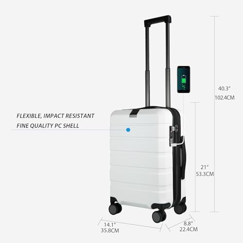 KROSER Hardside Expandable Carry On Luggage with Spinner Wheels & Built-in TSA Lock, Durable Suitcase Rolling Luggage with USB Port, Carry-On 20-Inch