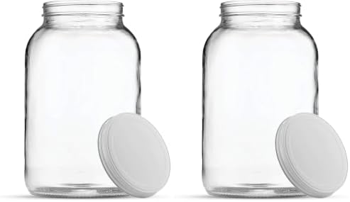1 Gallon Glass Jar with Lid | Wide Mouth Container for Fermentation | Heavy-duty Large Glass Jar with Lid for kombucha, pickling and food storage | Glass Jars with Airtight Lid design