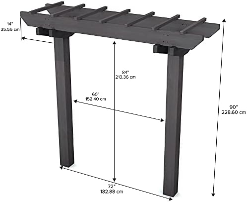 Vita Charcoal Gray Wildwood Cedar Arbor – 72" W x 90" H, Garden Arch for Climbing Plants, Wedding Ceremony & Backyard Décor