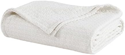 Grand Hotel Lightweight Full/Queen Blanket, 100% Cotton, Pearl Blue | All-natural yarn-dyed mercerized cotton is exceptionally durable, breathable and soft