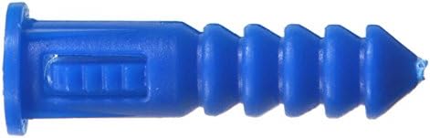 Hillman Wall Anchors, #8 x 1-1/4in, 100 Pack, Blue Plastic | Ribbed plastic, fits #8-10-12 screws for drywall, plaster, brick, and concrete