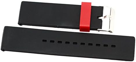 22MM Black RED Rubber Sport Diver Waterproof Watch Band Strap FIT Invicta