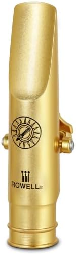 ROWELL Alto Saxophone Metal Mouthpiece Jazz Sax Mouthpiece- 5-Level Adjustable Ligature & Protective Cap Rich Full Tone -Ideal for Jazz, Bebop