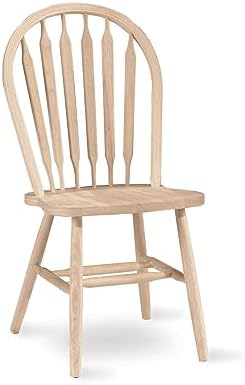 IC International Concepts Solid Wood Windsor ArrowBack Chair, Unfinished