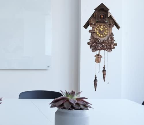 Wall Cuckoo Clocks Black Forest Wooden Cuckoo Clock. Black Forest Hand-Carved Cuckoo Clock. Bright Cuckoo Bird Sounds On The Hour and Chime Has