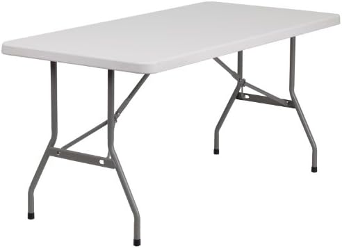 EMMA + OLIVER 5-Foot Granite White Plastic Folding Table | Lightweight, Easy Storage, Event and Banquet Table