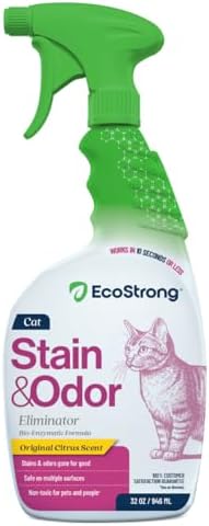 Eco Strong Cat Stain And Odor Remover| Enzyme Urine Odor Neutralizer - Stain Remover for Carpet, Litter Boxes, Bedding
