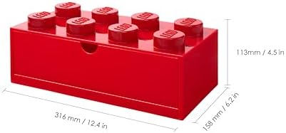 LEGO Stackable Desk Drawer RED with 8 Knobs - Plastic Storage Box for LEGO, Toys, Desk Drawers, Office Supplies, and Stackable Storage, Home Decoration