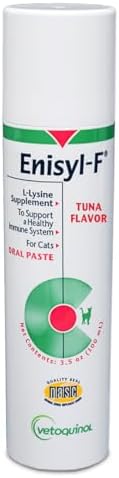 Vetoquinol Enisyl-F - Lysine Supplement for Cats - Daily Immune Support - Everyday Feline Health Support - Tasty Oral Paste - Tuna Flavor, 3.5oz Pump