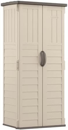 Suncast Vertical Outdoor Storage Shed with All-Weather Construction, Vanilla