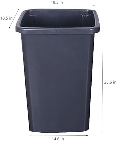FixtureDisplays® 26 Gallon Square Grey Trash Can Black Garbage Waste Bin Container Heavy Duty Receptacle 19.3x19.3x26" 15052