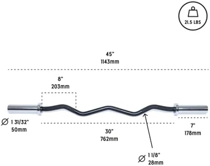 EZ Curl Bar [Bells of Steel] EZ Bar Olympic Curl Barbell for Bicep, Tricep Workouts, 2-Inch Curling Barbell with Angled Grips for Home Gym