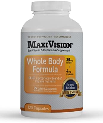 MaxiVision® AREDS 2 Whole Body Formula - AREDS 2 Eye Vitamins w/Lutein and Zeaxanthin - for Macular Support - Eye Supplements for Eye Strain - 120
