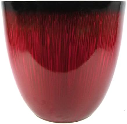 (EPR15-206) Large Egg Shaped Planter - Modern Indoor & Outdoor Decorative Flower Pot/Box (15 Inch, Red Flower)