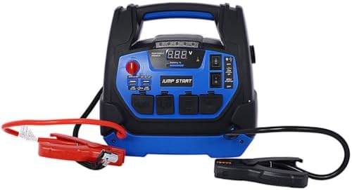 1800 Peak Amp Jump Starter with Air Compressor, 6-in-1 Portable Power Station, 12V AGM Battery Booster for Up to 8.0L Gas & 6.0L Diesel Engines