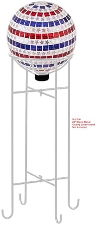 Alpine Corporation 10" Diameter Indoor/Outdoor Patriotic Glass Stars and Stripes Gazing Globe Yard Decoration, Red, White and Blue