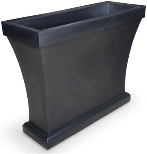 Mayne Bordeaux 40in Rectangular Trough Planter, Black | All season, Indoor/Outdoor, Double-wall design, Fade resistant, 15-year warranty
