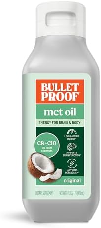 Bulletproof C8 & C10 MCT Oil, 100% Pure Coconut Oil, Unflavored, 16 oz | Triple-Distilled for Sustained Keto Energy, No Additives or Fillers, Non-GMO