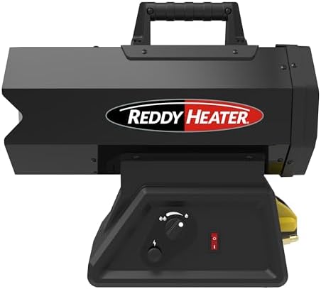 Reddy Heater 60, 000 BTU Forced Air Propane Heater, Battery Hybrid - RFG60DC | Outdoor Heater for Garage, Jobsite & Construction Site