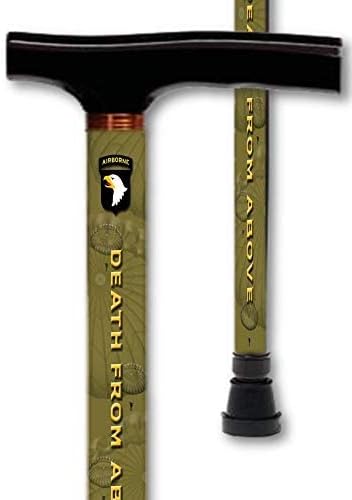 Walking Cane T Handle Derby Adjustable Aluminum US Military Airborne Veteran Men or Women