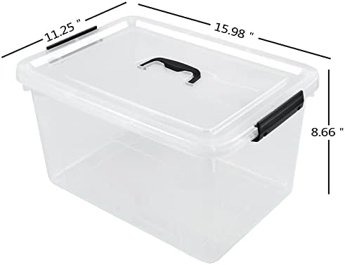 17.5 L Clear Plastic Storage Box, 4-Pack Latch Storage Bin