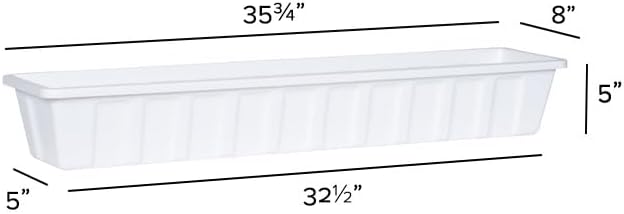 Root & Vessel Poly-Pro Plastic Flower Box Planter, White, 30-Inch