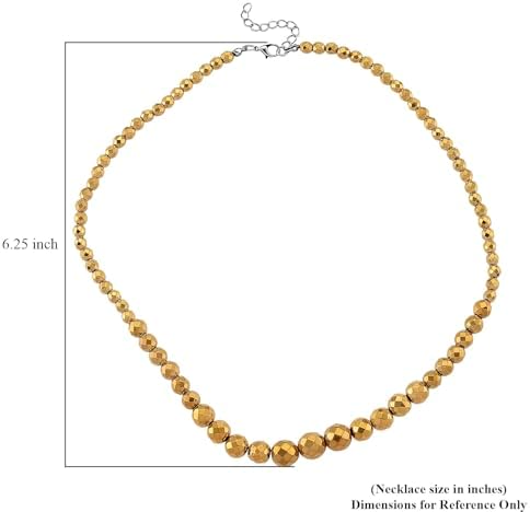 Yellow Gold Color Hematite Beaded Necklace Silvertone 560.00 ctw 21-23"
