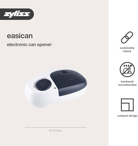 Zyliss EasiCan Electric Can Opener – One-Touch Automatic Tin Opener with Magnet for Safe Lid Removal – Compact