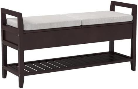 Roundhill Furniture Vannes Espresso Storage Shoe Bench