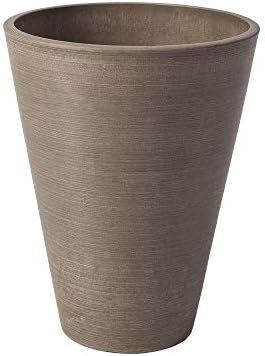 Algreen Valencia Round Planter Pot, 12.25 by 18-Inch, Textured Brown | Round Shape, Indoor Use, UV And Weather Resistant, Drainage Hole With Removable Plug, Lightweight 5.51 lb