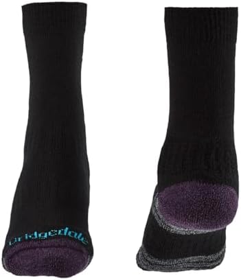 Bridgedale Hike Lightweight Trail Merino Endurance Boot Womens Walking Socks Large Black Purple