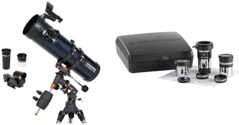 Celestron AstroMaster 130EQ Newtonian Telescope - Fully-Coated Glass Optics - Bonus Astronomy Software & Accessory Kit