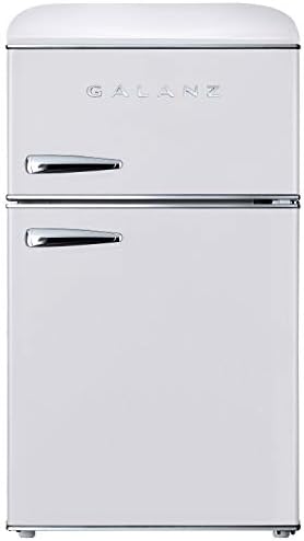 Galanz GLR31TWEER Retro Compact Refrigerator, Mini Fridge with Dual Doors, Adjustable Mechanical Thermostat with Freezer, White, 3.1 Cu FT