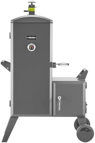 VEVOR Charcoal Offset Smoker, Heavy-Duty Steel BBQ Offset Smoker with Side Firebox, Movable Outdoor Barbecue Smokers with 6 Adjustable Grates