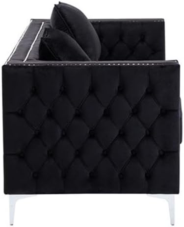 Lilola Home Lorreto Black Velvet Sofa