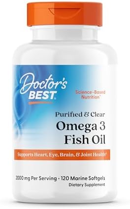 Doctor's Best Omega 3 Fish Oil Supplement for Women & Men - Source of DHA, EPA, & Omega-3 Fatty Acids, Purified, High 2000 mg Potency