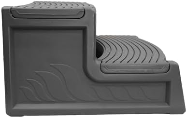 Confer Plastics Resin Multi Purpose Outdoor Non Slip Portable Spa and Hot Tub Handi-Step Deck Patio Steps Accessories, Charcoal Grey