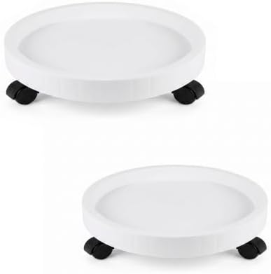 2 Pack of 11 Inch Heavy Duty Plant Caddy with Wheels, Rolling Plant Stand Pot Trolley, Wheeled Planter Saucer Tray