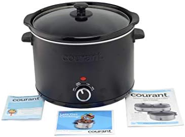 Courant Slow Cooker 5.5 Quart Crock, with Easy Cooking Options, Dishwasher Safe Pot and Glass Lid, Matte Black