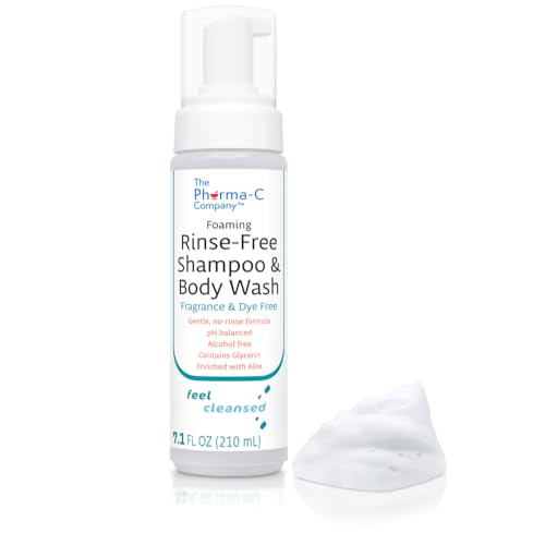 The Pharma-C Company - Foaming Rinse Free Shampoo & Body Wash [6 pack] - Fragrance & Dye Free - Hospital Tested Gentle No-Rinse Formula Leaves Hair