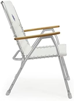 High Back Deck Chair, Boat Chair, Folding, Anodized, Aluminium, Off-White, Model M150W